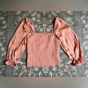 J. Crew dusty rose colored Smocked Puff Sleeve Blouse